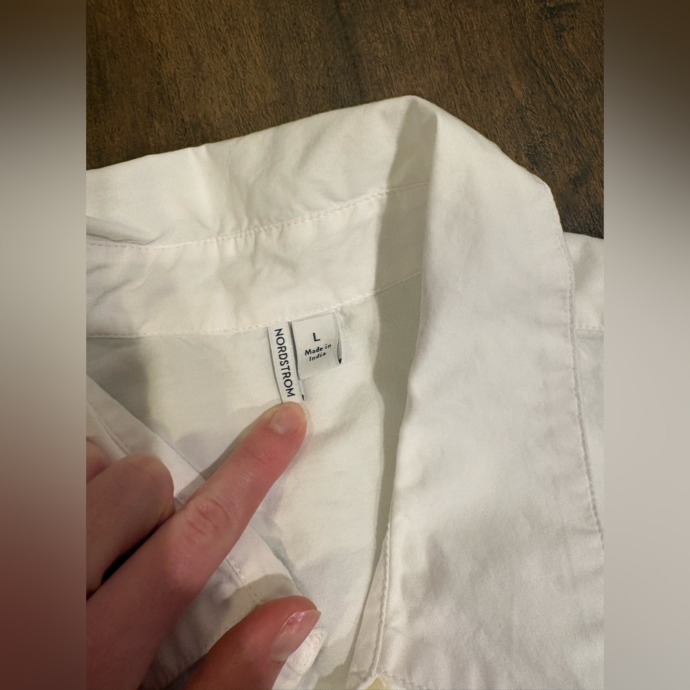 Nordstrom White Button-Up Shirt Dress 100% Cotton - Picture 3 of 6